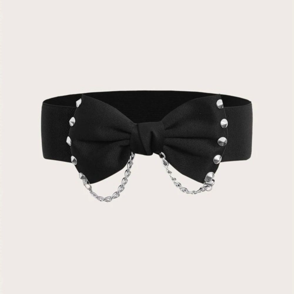 Wide Belt with Studded Bow